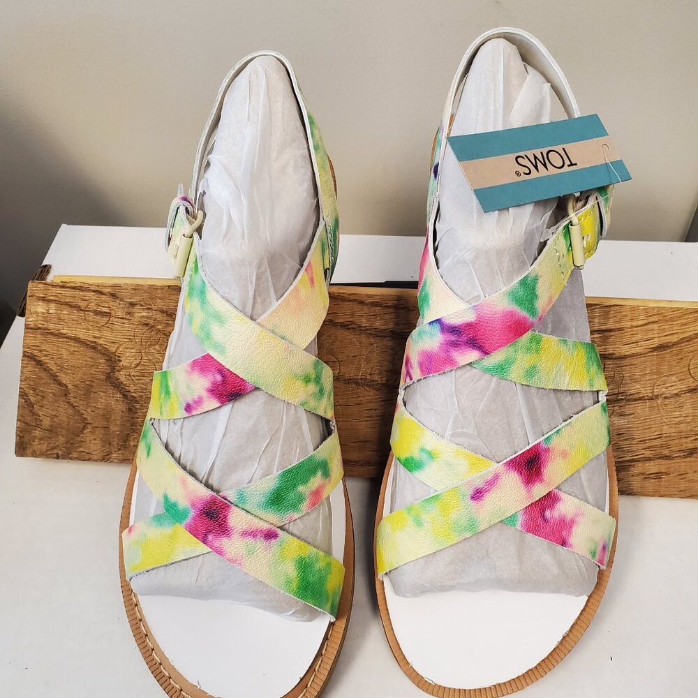 Tom's Sicily Slingback Multi Tie Dye Sandals in Women's Size 8. Colorful… - Picture 5 of 10
